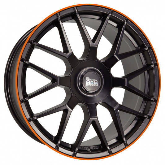 MAM GT1 matt black lip orange Alufelge 9.5x19 Zoll ET42 LK 5x112 ML66.6