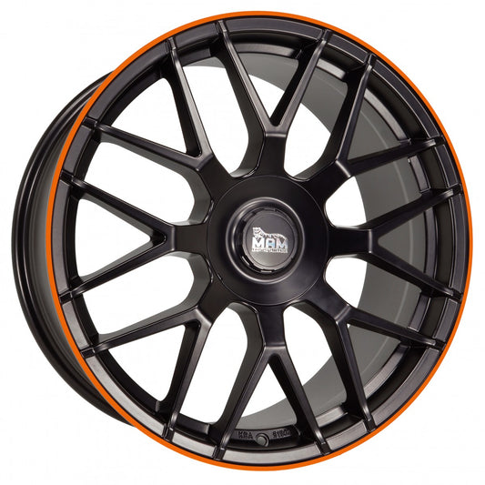 MAM GT1 matt black lip orange Alufelge 9.5x19 Zoll ET42 LK 5x112 ML66.6
