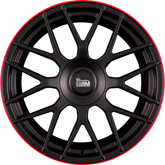 MAM GT1 Matt Black Lip Red (MBLR) Alufelge 9.5x19 Zoll ET42 LK 5x112 ML66.6