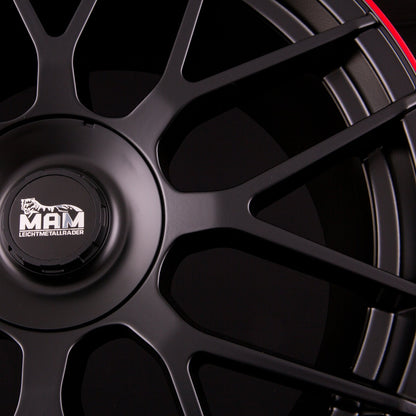 MAM GT1 Matt Black Lip Red (MBLR) Alufelge 9.5x19 Zoll ET42 LK 5x112 ML66.6 – Bild 5