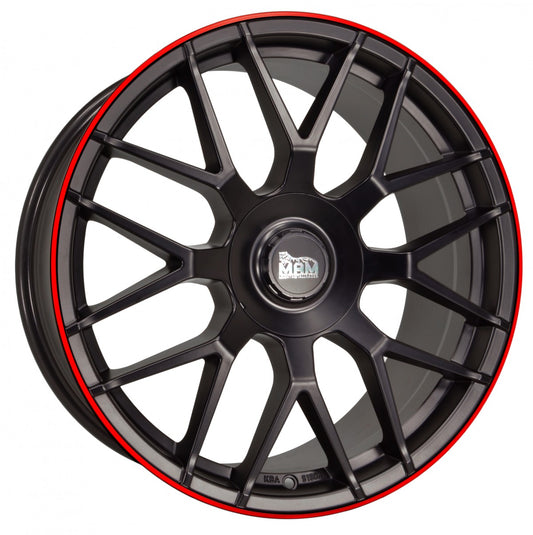 MAM GT1 matt black lip red 8.5x19 ET45 - LK5/100 ML66.6