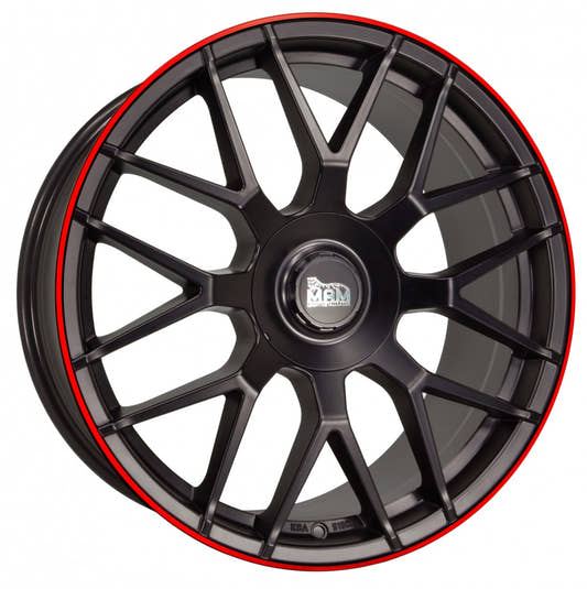 MAM GT1 matt black lip red Alufelge 8x18 Zoll ET45 LK 5x100 ML66.6