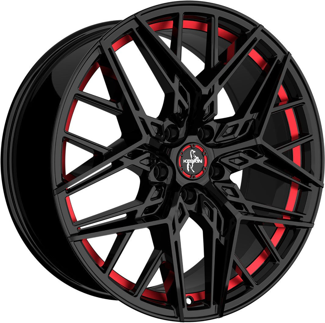 Keskin KT25 Pearl black painted red inside Alufelge 8.5x19 Zoll ET45 LK 5x112 ML66.6