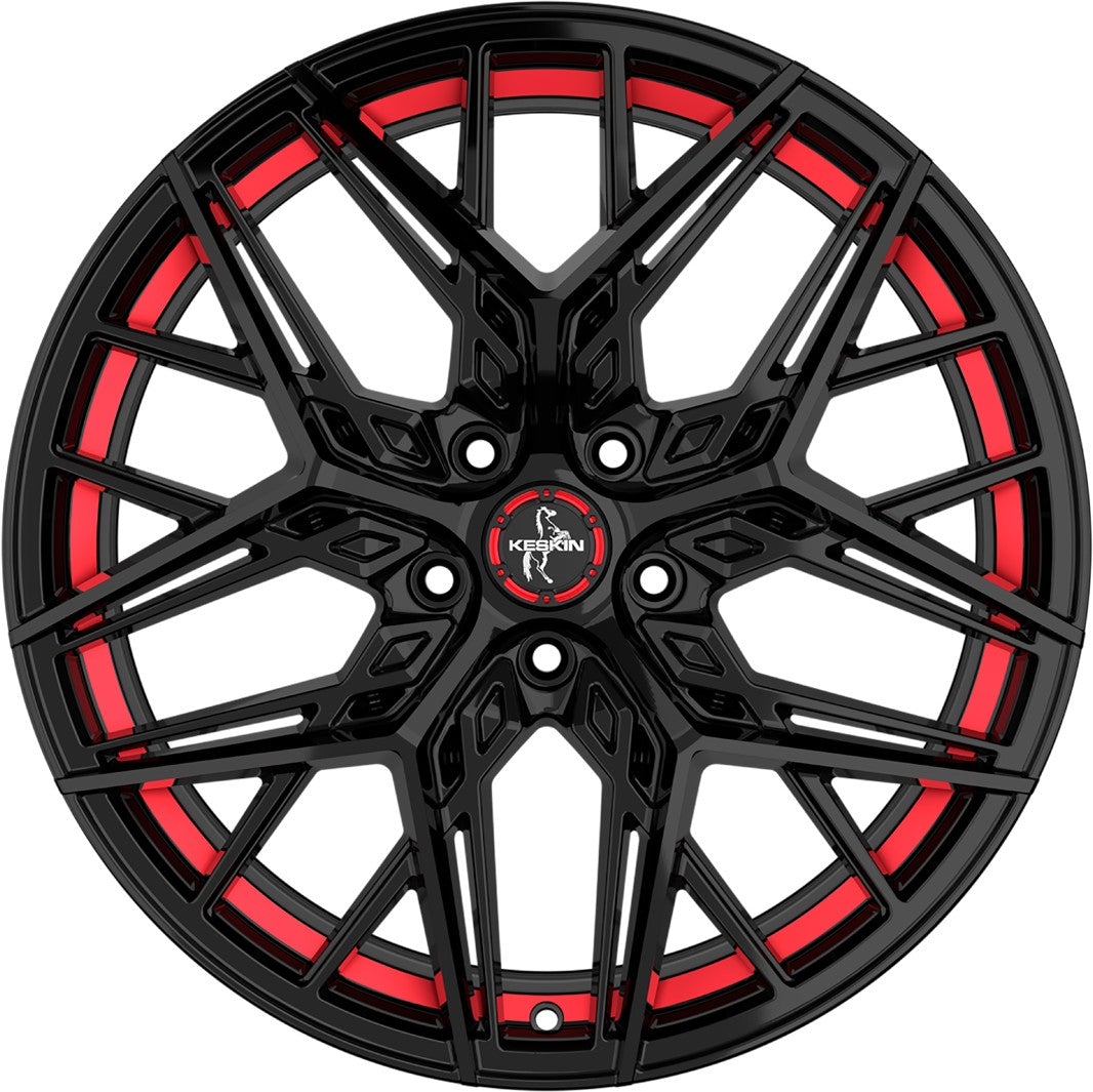 Keskin KT25 Pearl black painted red inside Alufelge 8.5x19 Zoll ET45 LK 5x112 ML66.6 – Bild 2