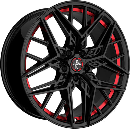 Keskin KT25 Pearl black painted red inside Alufelge 8.5x19 Zoll ET45 LK 5x114.3 ML72.6