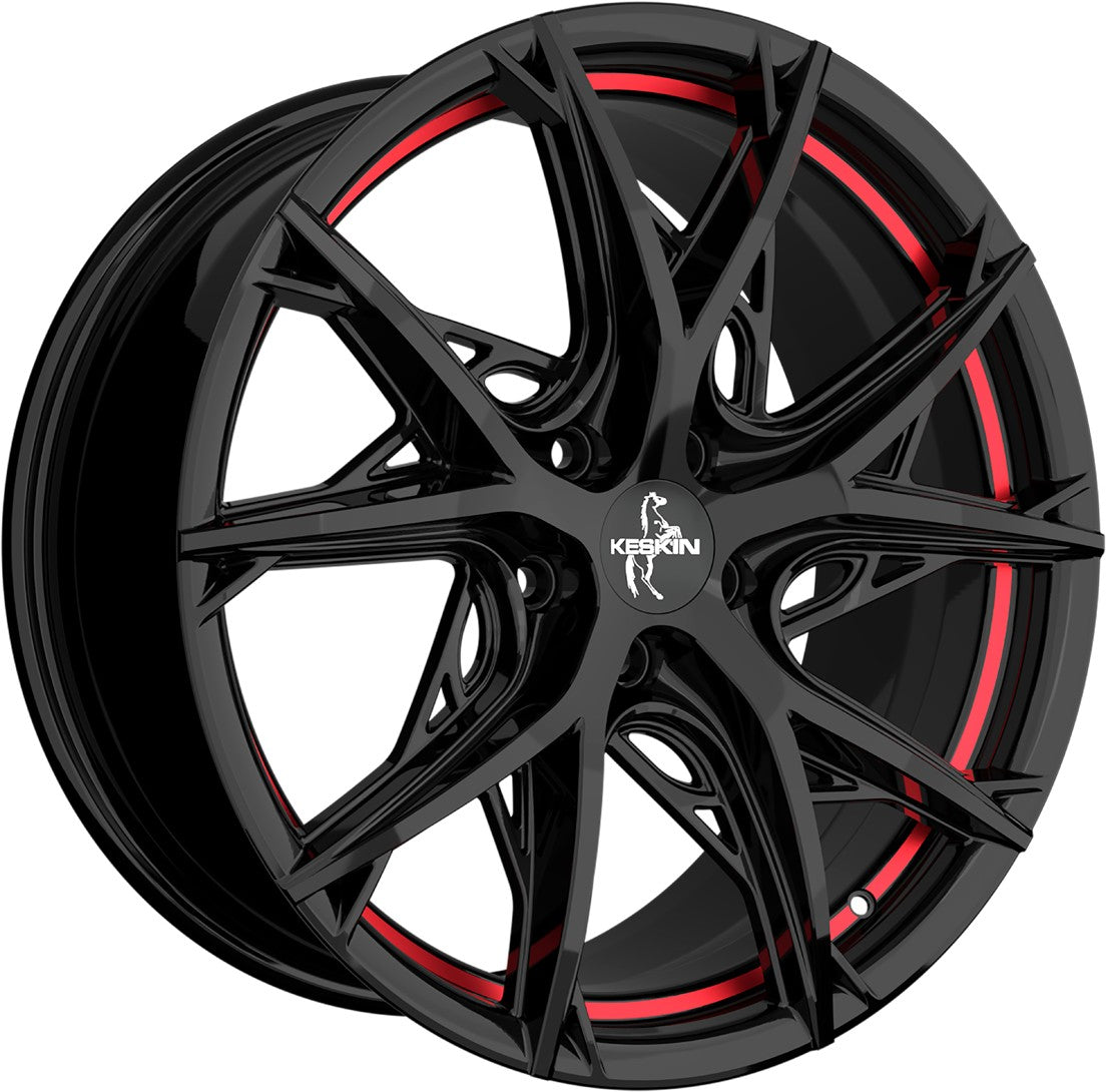 Keskin KT24C Thunder black painted red inside Alufelge 8.5x19 Zoll ET35 LK 5x114.3 ML72.6