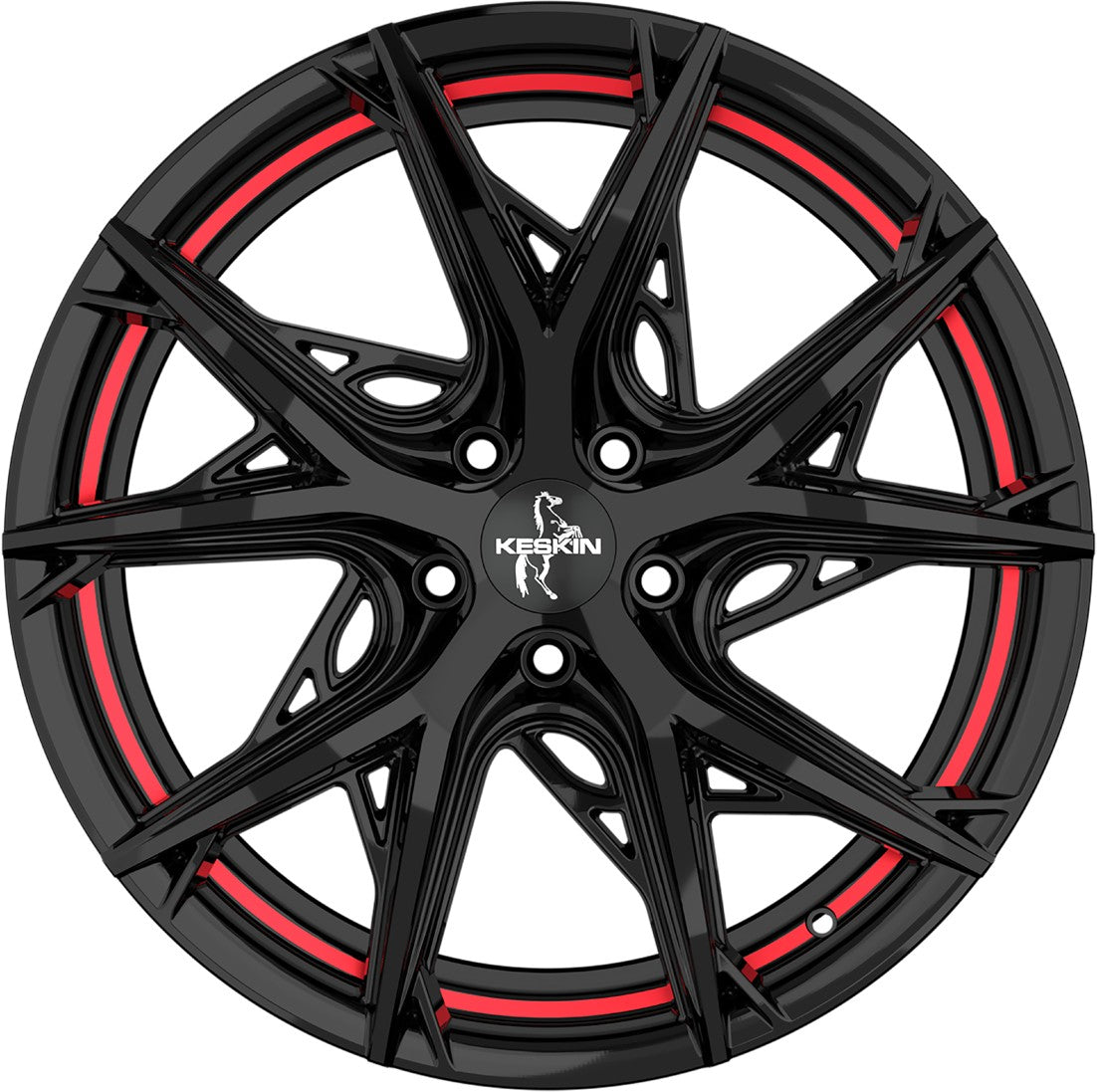 Keskin KT24C Thunder black painted red inside Alufelge 8.5x19 Zoll ET35 LK 5x114.3 ML72.6 – Bild 2