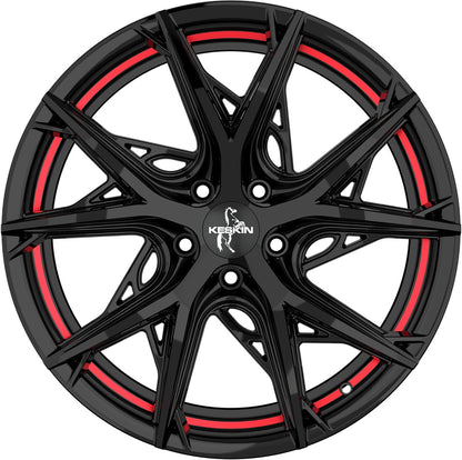 Keskin KT24C Thunder black painted red inside Alufelge 8.5x19 Zoll ET35 LK 5x114.3 ML72.6 – Bild 2