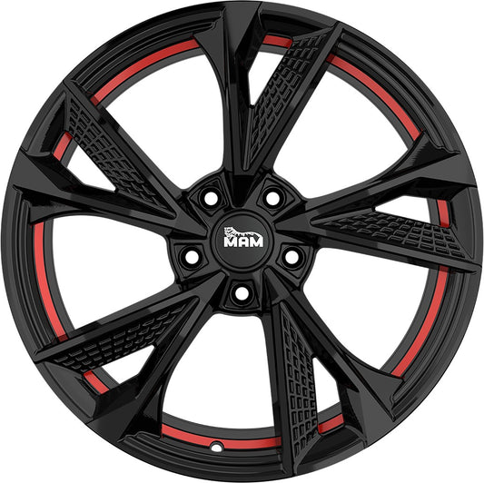 MAM RS6 black painted red inside Alufelge 8x18 Zoll ET45 LK 5x112 ML66.6 – Bild 2