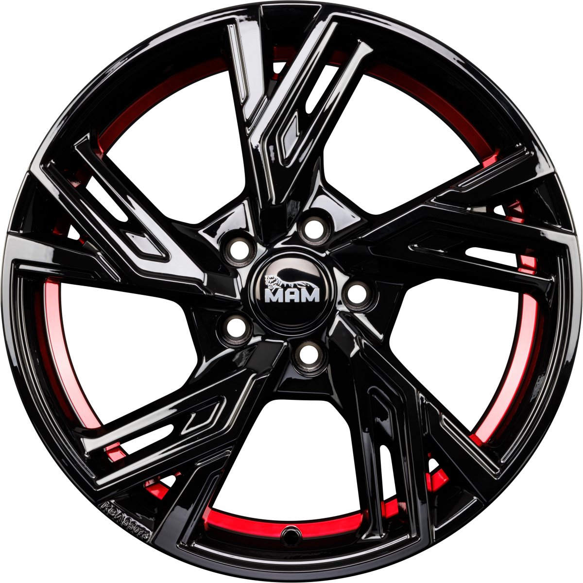 MAM RS5 black painted red inside Alufelge 8.5x19 Zoll ET45 LK 5x108 ML72.6 – Bild 3