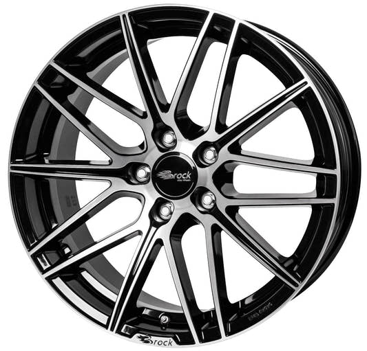 Brock B34 schwarz front-poliert Alufelge 7.5x17 Zoll ET38 LK 5x100 ML63.4