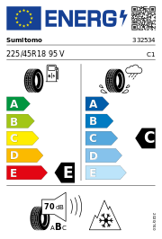 Sumitomo WT200 MFS XL 3PMSF 225/45 R18 95V Winter – EU-Reifenlabel