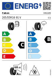 Falken Euro All Season AS220 3PMSF 205/55 R16 91V Ganzjahr – EU-Reifenlabel