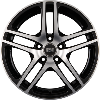RH Alurad BE Twin Schwarz Voll Poliert Alufelge 7.5x16 Zoll ET35 LK 5x105 ML64.1