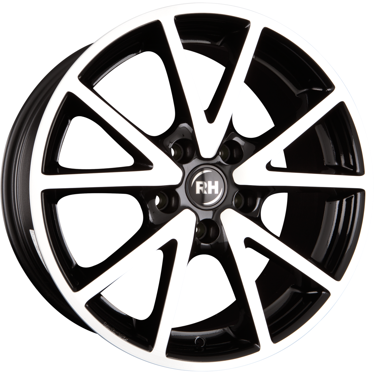 RH Alurad DE Sports Schwarz Voll Poliert Alufelge 7x16 Zoll ET45 LK 5x114.3 ML72.6 – Bild 2