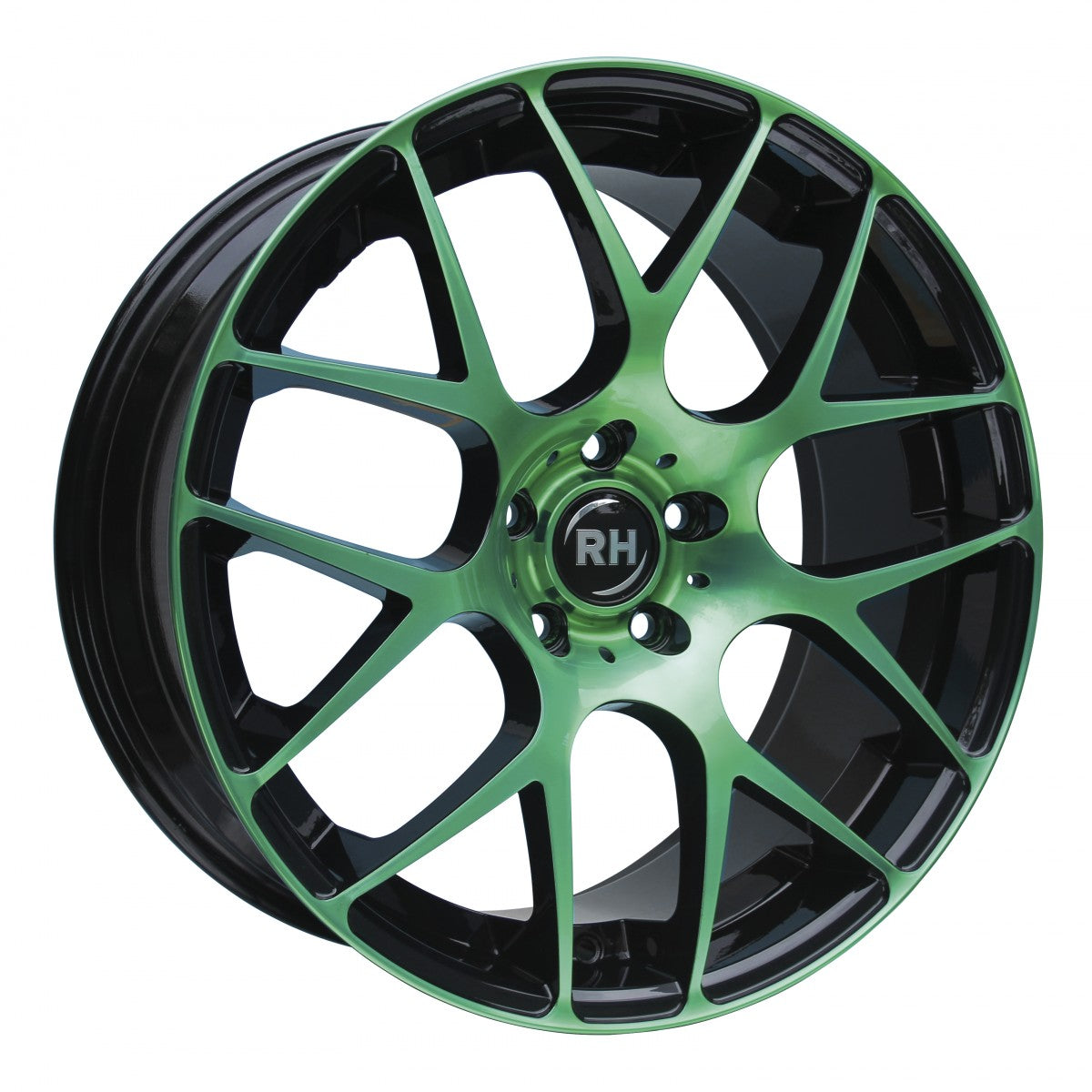 RH Alurad NBU Race color polished - green Alufelge 9.5x19 Zoll ET45 LK 5x112 ML72.6