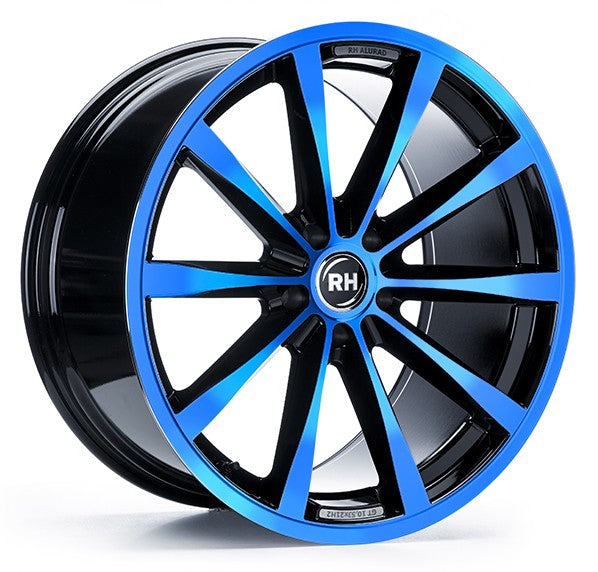 RH Alurad GT color polished - blue Alufelge 10x19 Zoll ET45 LK 5x112 ML72.6
