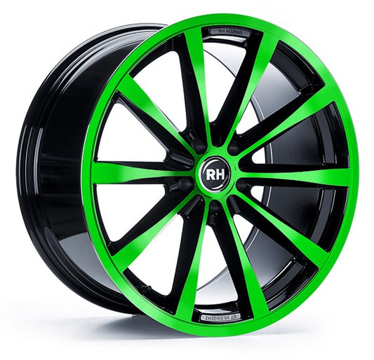 RH Alurad GT color polished - green Alufelge 10x19 Zoll ET54 LK 5x130 ML71.5