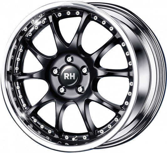 RH Alurad RMK Dynamik schwarz mit Edelstahlhorn Alufelge 10x18 Zoll ET55 LK 5x112 ML158