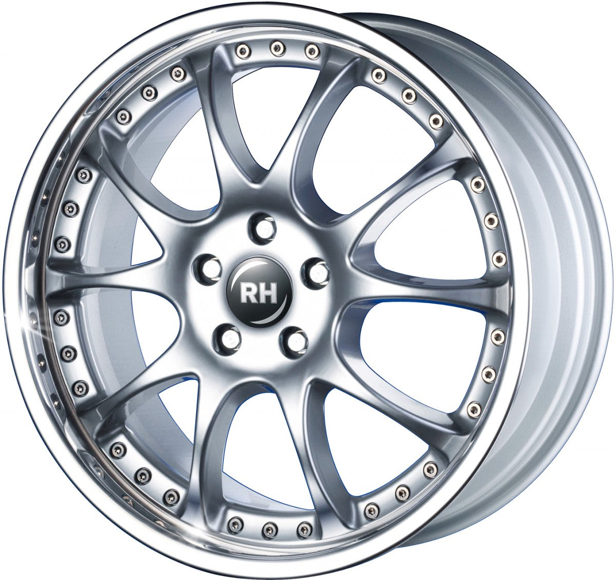 RH Alurad RMK Dynamik silber mit Edelstahlhorn Alufelge 9x18 Zoll ET55 LK 5x112 ML158