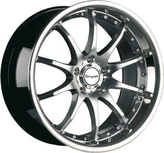 Tomason TN8 hyperblack diamond polished with steel lip Alufelge 8.5x19 Zoll ET45 LK 5x112 ML72.6