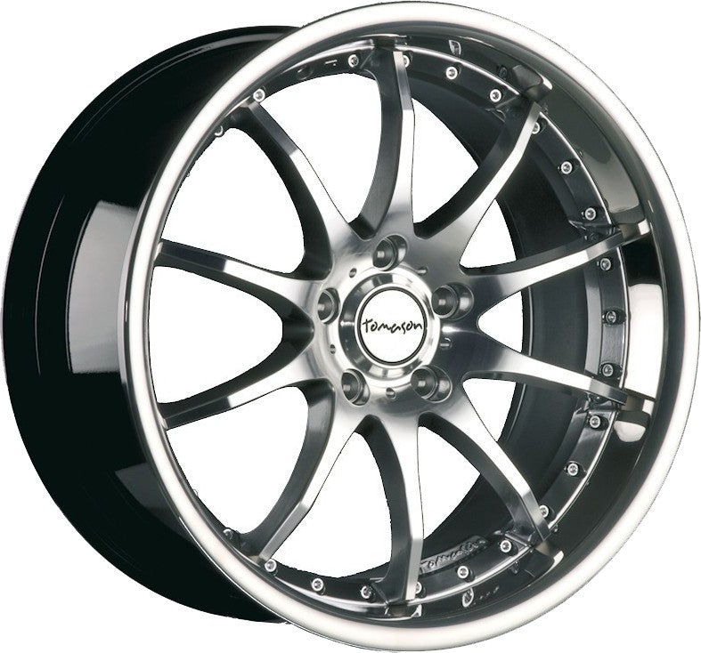 Tomason TN8 hyperblack diamond polished with steel lip Alufelge 9.5x19 Zoll ET15 LK 5x120 ML76.9