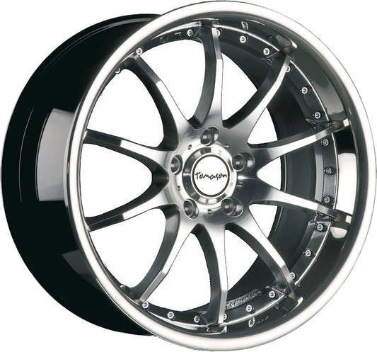 Tomason TN8 hyperblack diamond polished with steel lip Alufelge 9.5x19 Zoll ET15 LK 5x120 ML76.9