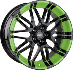 Oxigin 14 Oxrock black foil spring green Alufelge 8.5x18 Zoll ET50 LK 5x112 ML72.6