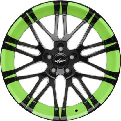 Oxigin 14 Oxrock black foil spring green Alufelge 8.5x18 Zoll ET50 LK 5x112 ML72.6 – Bild 2
