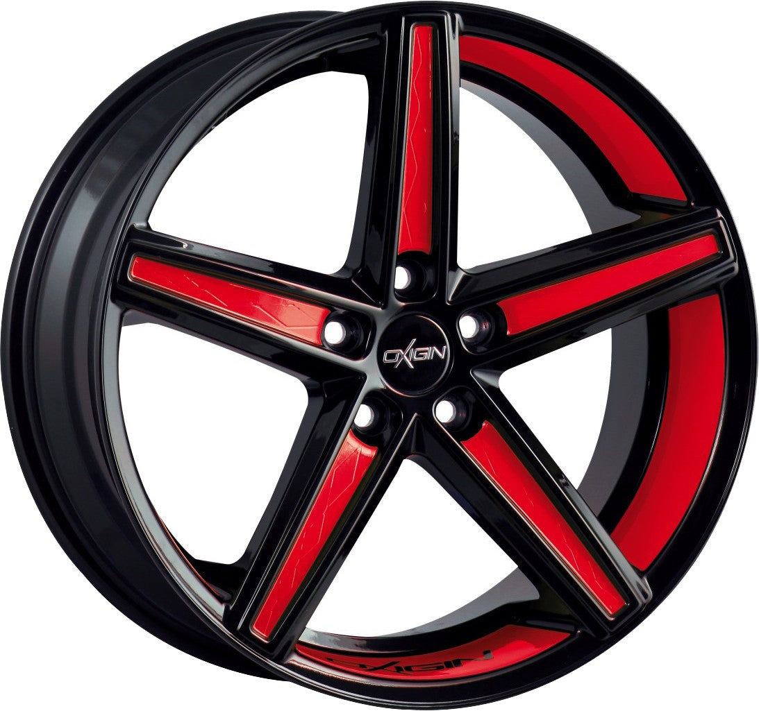 Oxigin 18 Concave black foil tomato red Alufelge 8.5x18 Zoll ET35 LK 5x112 ML66.6
