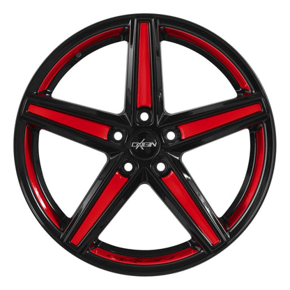 Oxigin 18 Concave black foil tomato red Alufelge 8.5x18 Zoll ET35 LK 5x112 ML66.6 – Bild 2