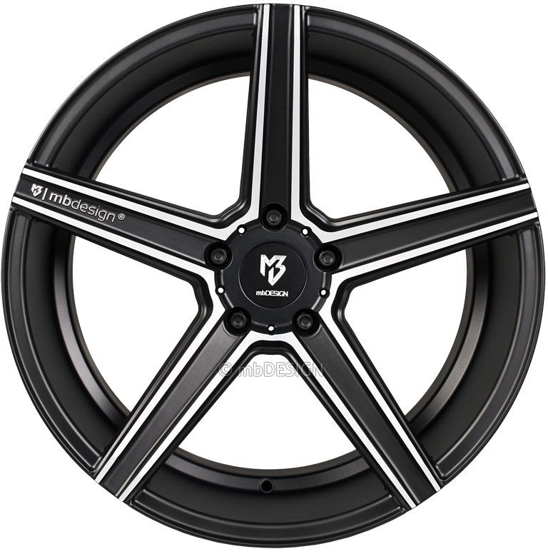 Mbdesign KV1 schwarz matt poliert Alufelge 9.5x19 Zoll ET45 LK 5x112 ML75 – Bild 2