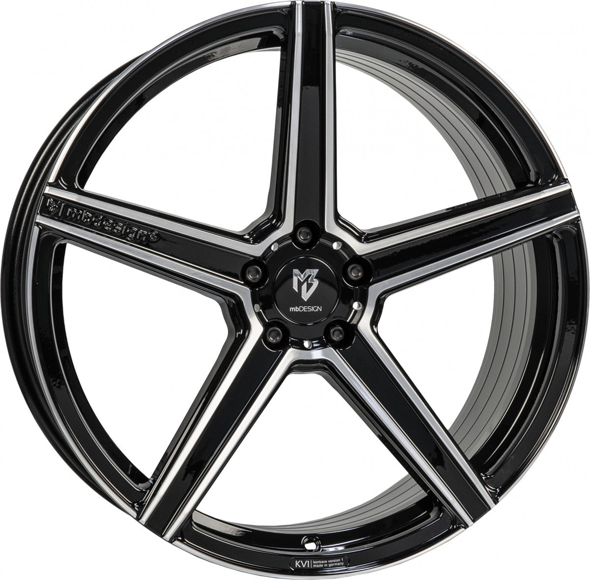 Mbdesign KV1 S schwarz glänzend poliert Alufelge 9.5x21 Zoll ET55 LK 5x130 ML71.55