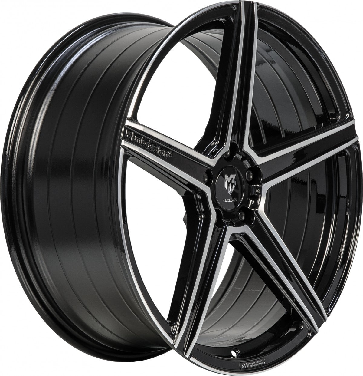 Mbdesign KV1 S schwarz glänzend poliert Alufelge 9.5x21 Zoll ET55 LK 5x130 ML71.55 – Bild 2