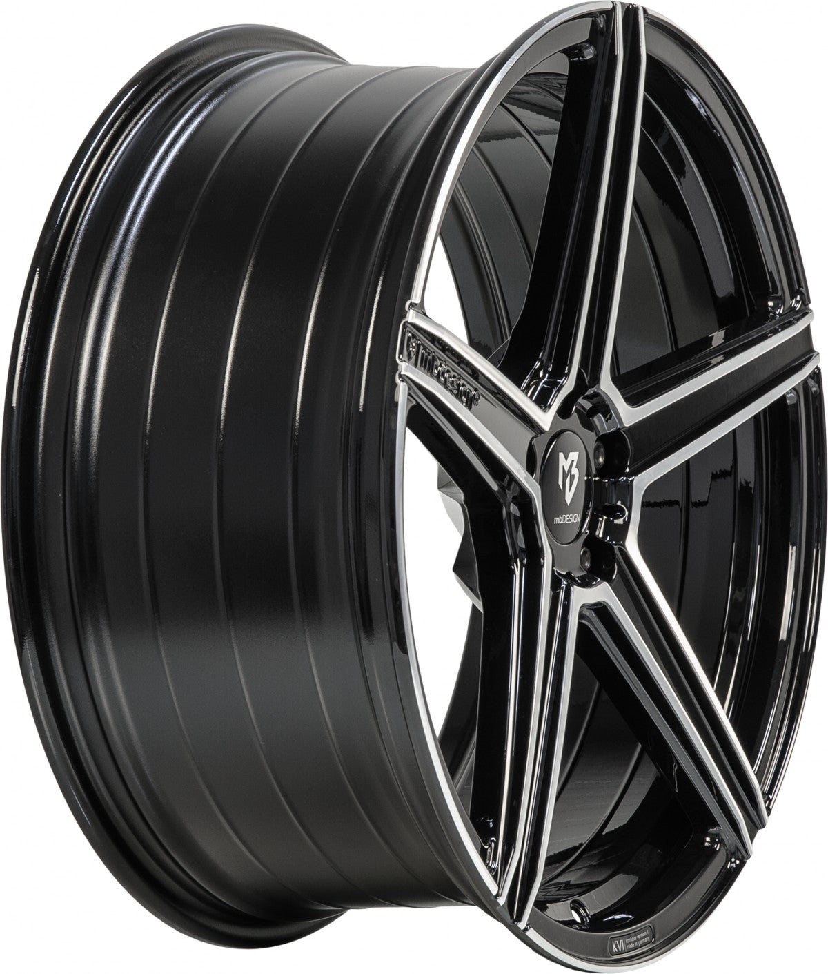 Mbdesign KV1 S schwarz glänzend poliert Alufelge 9.5x21 Zoll ET55 LK 5x130 ML71.55 – Bild 3