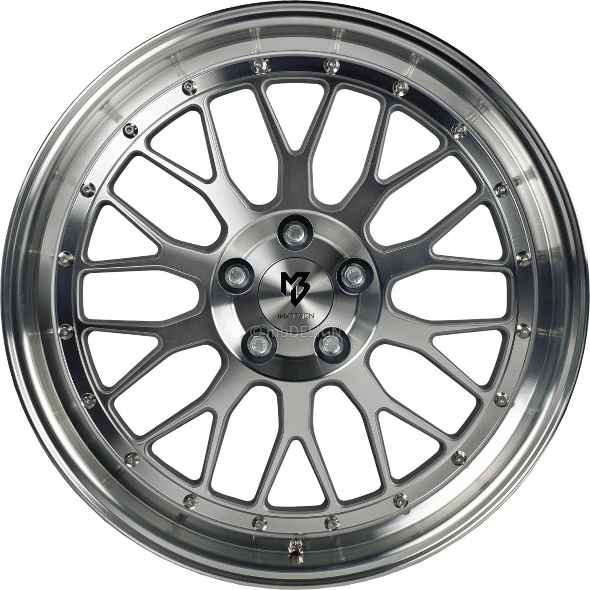 Mbdesign LV1 silber glänzend voll poliert Alufelge 7.5x18 Zoll ET40 LK 5x100 ML67.1 – Bild 2