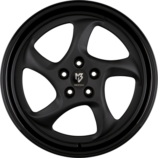 Mbdesign Turbo Stern Schwarz Stumpfmatt Bett Glanzschwarz Alufelge 8.5x19 Zoll ET45 LK 5x114.3 ML75