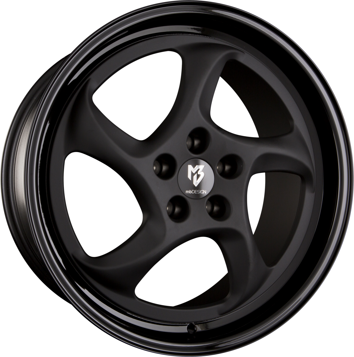Mbdesign Turbo Stern Schwarz Stumpfmatt Bett Glanzschwarz Alufelge 8.5x19 Zoll ET45 LK 5x114.3 ML75 – Bild 2