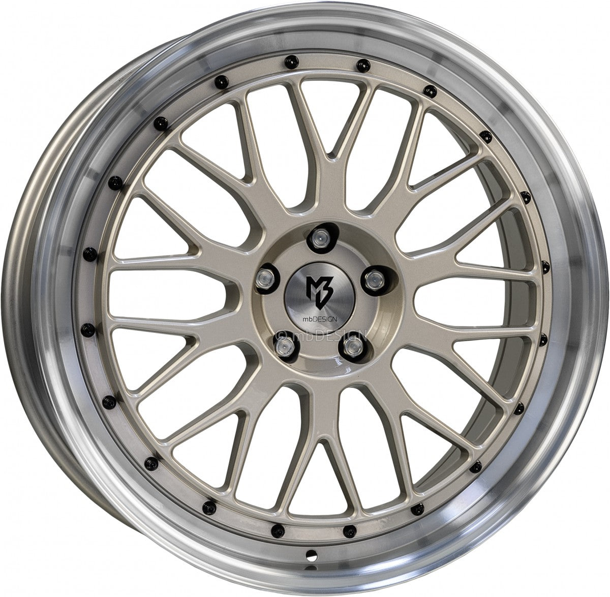 Mbdesign LV1 champagner glänzend poliert Alufelge 8.5x19 Zoll ET35 LK 5x112 ML75
