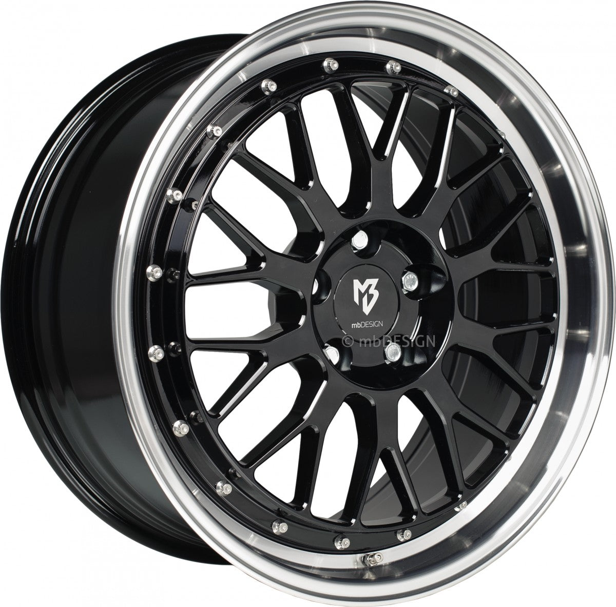 Mbdesign LV1 schwarz glänzend poliert Alufelge 8.5x20 Zoll ET45 LK 5x112 ML57.05 – Bild 3