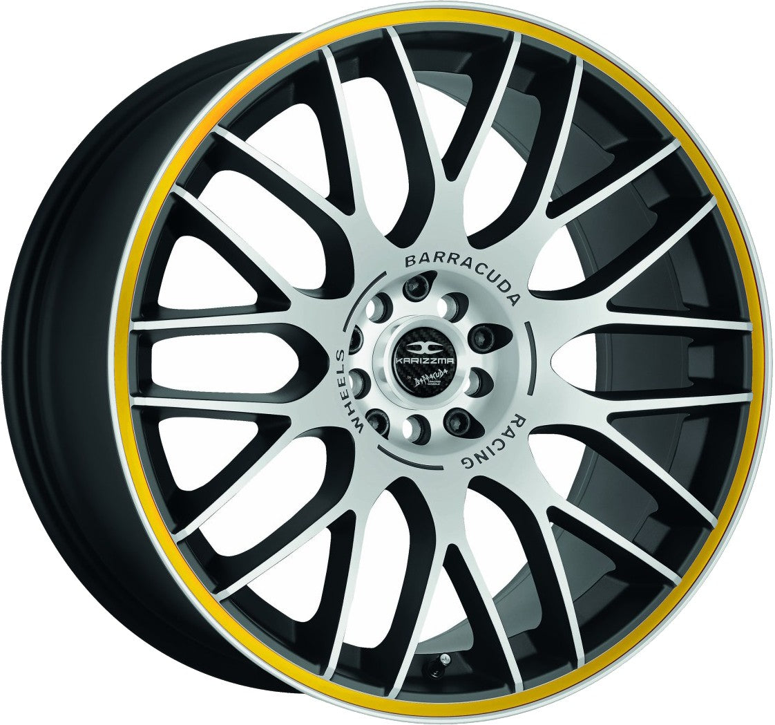 Barracuda Karizzma mattblack-polished / Color Trim gelb 8x18 ET38 - LK5/110 ML72.6