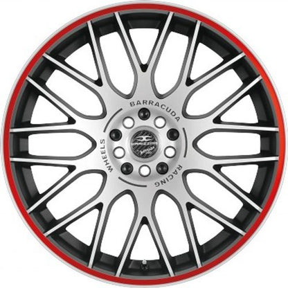 Barracuda Karizzma mattblack-polished / Color Trim rot Alufelge 8x18 Zoll ET45 LK 5x112 ML73.1 – Bild 2