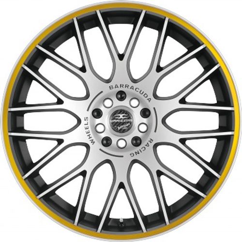 Barracuda Karizzma mattblack-polished / Color Trim gelb Alufelge 8x18 Zoll ET45 LK 5x112 ML73.1 – Bild 2