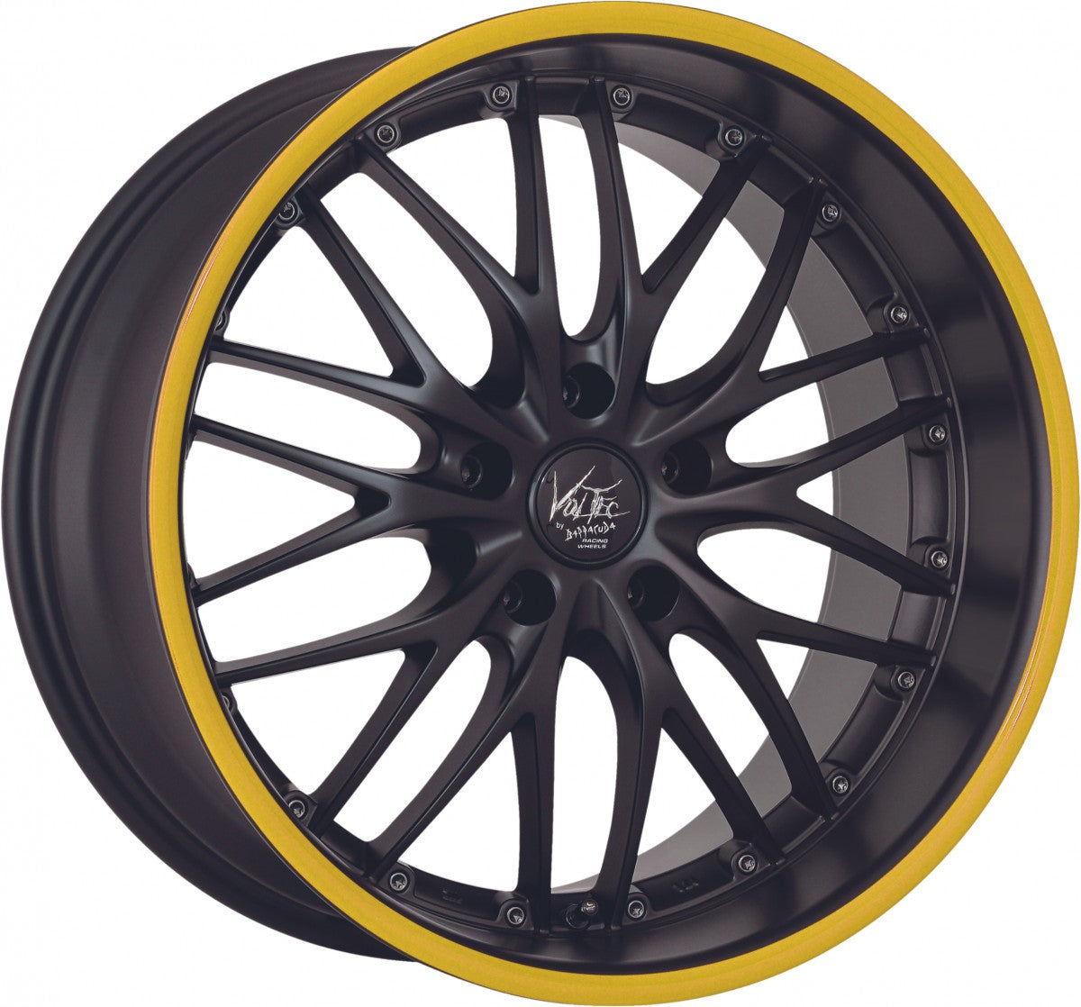 Barracuda Voltec T6 mattblack PureSports / Color Trim gelb 7x17 ET38 - LK4/100 ML73.1