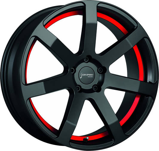 Corspeed Challenge mattblack PureSports / Undercut Color Trim rot Alufelge 8.5x20 Zoll ET45 LK 5x112 ML73.1