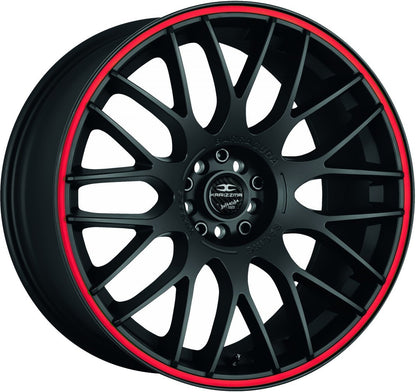 Barracuda Karizzma mattblack PureSports / Color Trim rot - DS25 Alufelge 8x18 Zoll ET13 LK 4x100 ML73.1