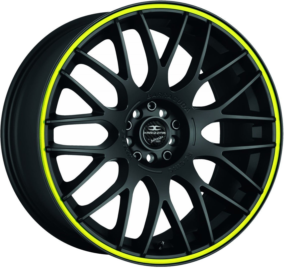 Barracuda Karizzma mattblack PureSports / Color Trim gelb - DS25 Alufelge 8x18 Zoll ET13 LK 4x100 ML73.1