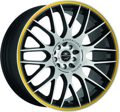 Barracuda Karizzma mattblack-polished / Color Trim gelb - DS3 Alufelge 8x18 Zoll ET35 LK 5x110 ML72.6