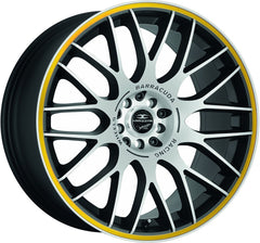 Barracuda Karizzma mattblack-polished / Color Trim gelb - DS5 Alufelge 8x18 Zoll ET40 LK 5x112 ML73.1