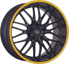 Barracuda Voltec T6 mattblack PureSports / Color Trim gelb - DS3 Alufelge 8x18 Zoll ET35 LK 5x120 ML72.6